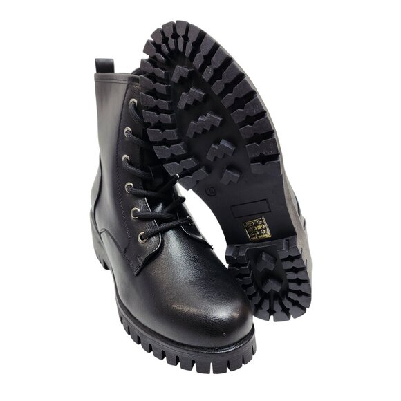 Black Combat Style Ankle Boots  Women Size 10 Lace-Up & Zipper Closure - Picture 11 of 12